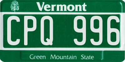 VT license plate CPQ996