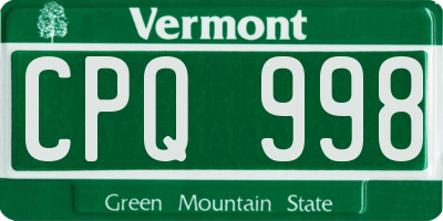VT license plate CPQ998