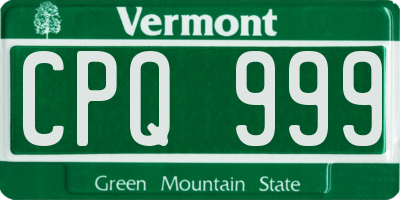 VT license plate CPQ999