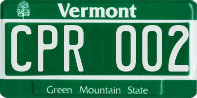 VT license plate CPR002