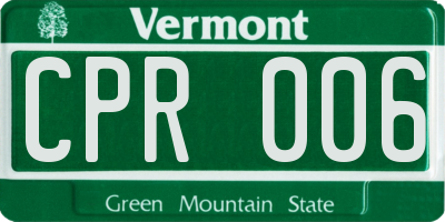 VT license plate CPR006