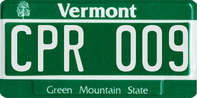 VT license plate CPR009