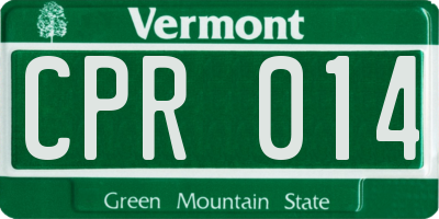 VT license plate CPR014