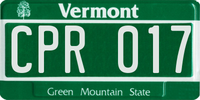 VT license plate CPR017