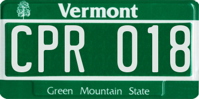 VT license plate CPR018