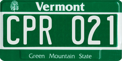 VT license plate CPR021
