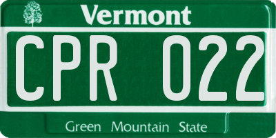 VT license plate CPR022