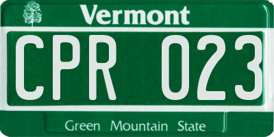 VT license plate CPR023