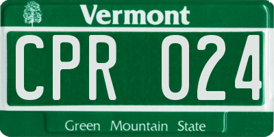 VT license plate CPR024