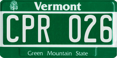 VT license plate CPR026