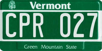 VT license plate CPR027
