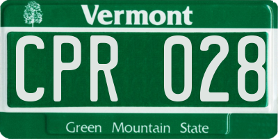 VT license plate CPR028