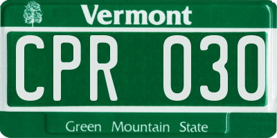 VT license plate CPR030