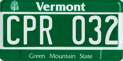 VT license plate CPR032