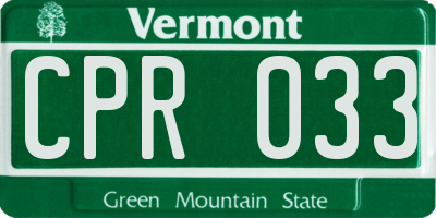 VT license plate CPR033