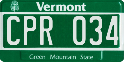 VT license plate CPR034