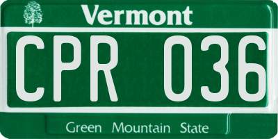 VT license plate CPR036