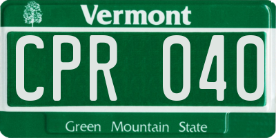 VT license plate CPR040