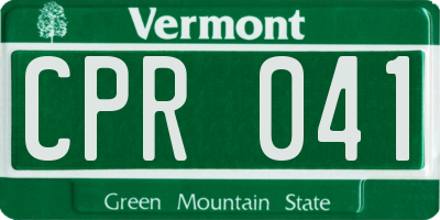 VT license plate CPR041