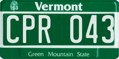 VT license plate CPR043