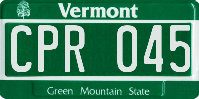 VT license plate CPR045