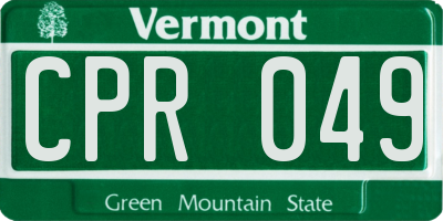 VT license plate CPR049