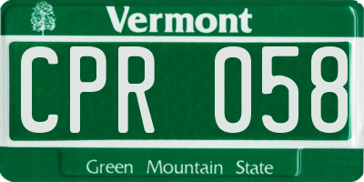 VT license plate CPR058