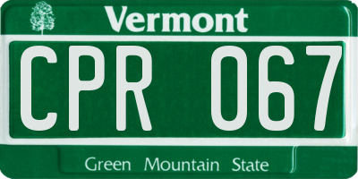 VT license plate CPR067