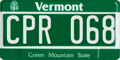 VT license plate CPR068