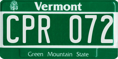 VT license plate CPR072