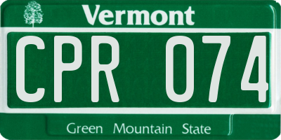 VT license plate CPR074