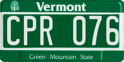 VT license plate CPR076
