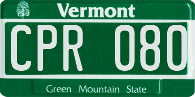 VT license plate CPR080