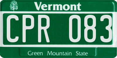 VT license plate CPR083