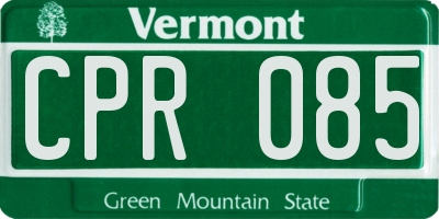 VT license plate CPR085