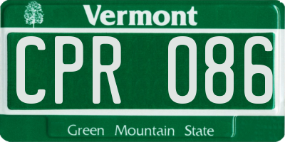 VT license plate CPR086