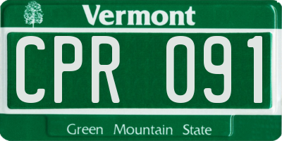 VT license plate CPR091