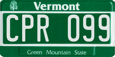 VT license plate CPR099