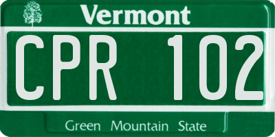 VT license plate CPR102