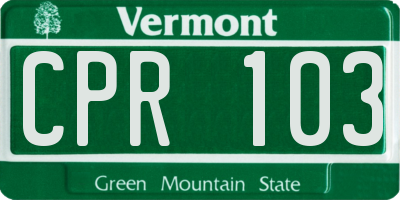 VT license plate CPR103