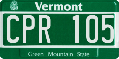 VT license plate CPR105