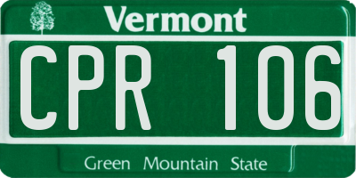 VT license plate CPR106