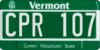 VT license plate CPR107