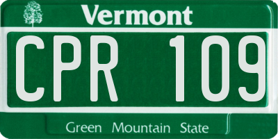 VT license plate CPR109