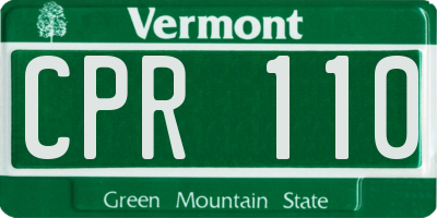 VT license plate CPR110