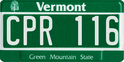 VT license plate CPR116