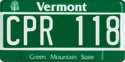VT license plate CPR118