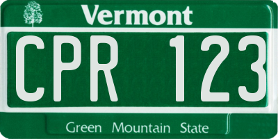 VT license plate CPR123
