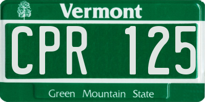 VT license plate CPR125
