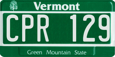 VT license plate CPR129